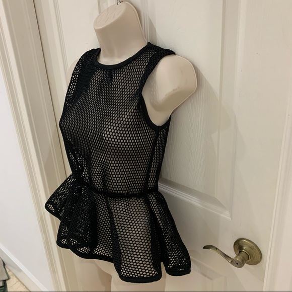 Black fishnet peplum top - Picture 5 of 7